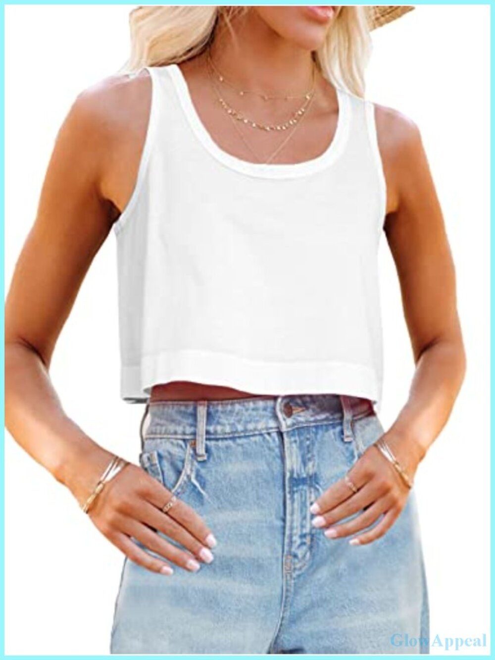 Aoysky Womens Cotton Crop Tank Top Sleeveless Boxy Workout Yoga Shirt